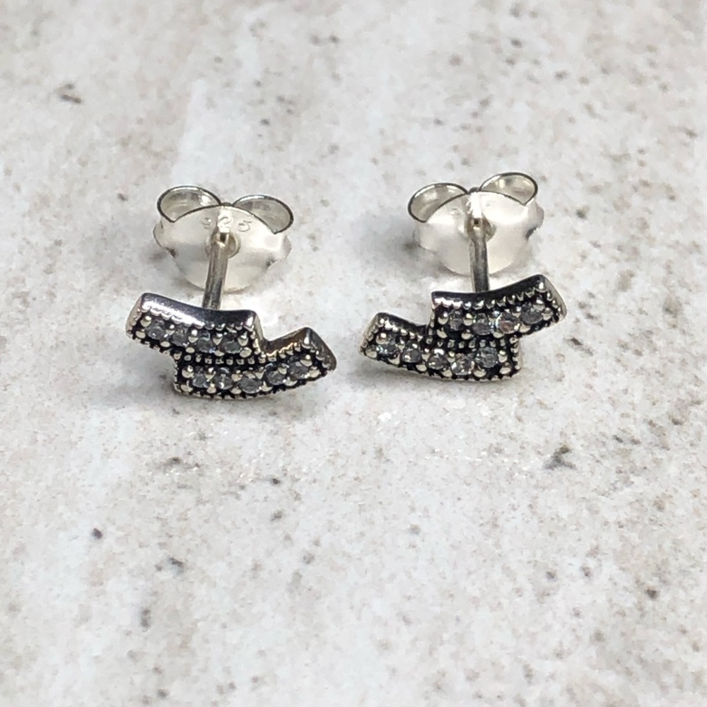 925 Sterling Silver CZ Bar Earrings